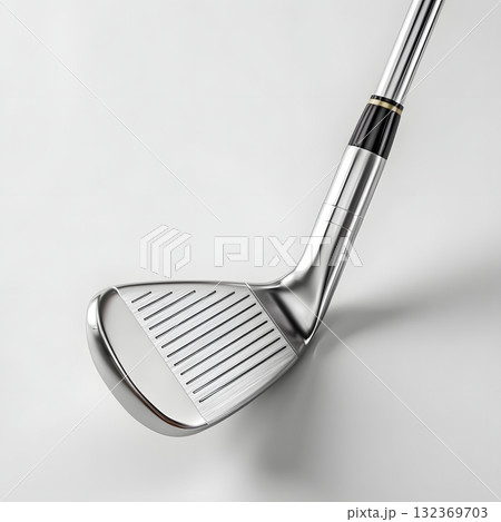 Golf club iron mockup isolated on white realistic metal Golf club iron mockup isolated on white realistic metal 132369703
