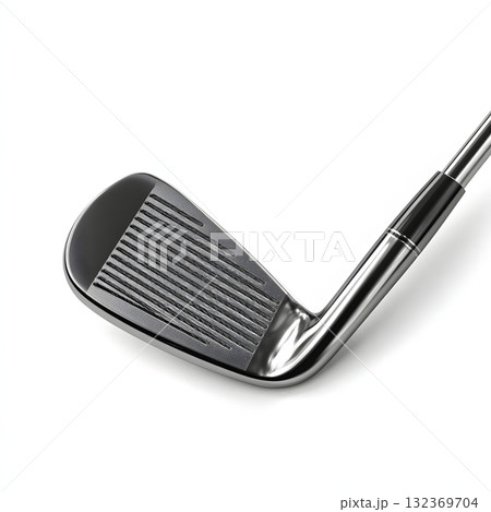 Golf club iron mockup isolated on white realistic metal Golf club iron mockup isolated on white realistic metal 132369704