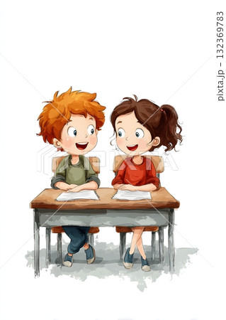 cartoon elementary girl showing homework to...のイラスト素材 [132369783] - PIXTA