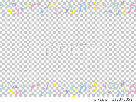 Hand drawn simple and colorful musical notes and symbols background frame illustration 132371352