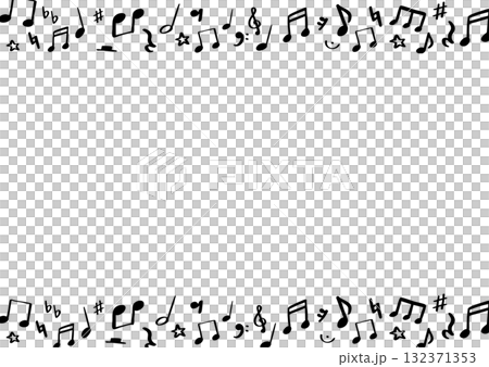 Hand drawn simple musical notes and symbols background frame illustration 132371353