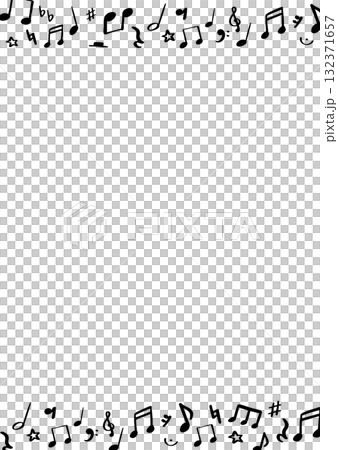 Hand-drawn simple musical notes and symbols background frame illustration (vertical) 132371657