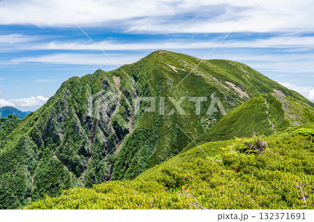 小兎岳の山頂から見る兎岳　南アルプス聖岳と兎岳登山 132371691
