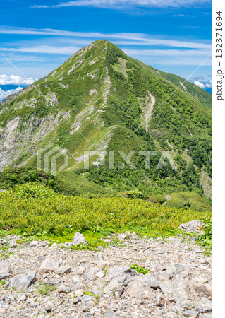 小兎岳の山頂から見る中盛丸山　南アルプス聖岳と兎岳登山 132371694