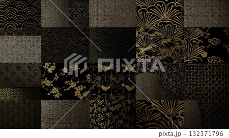 黒と金の和柄の背景 132371796
