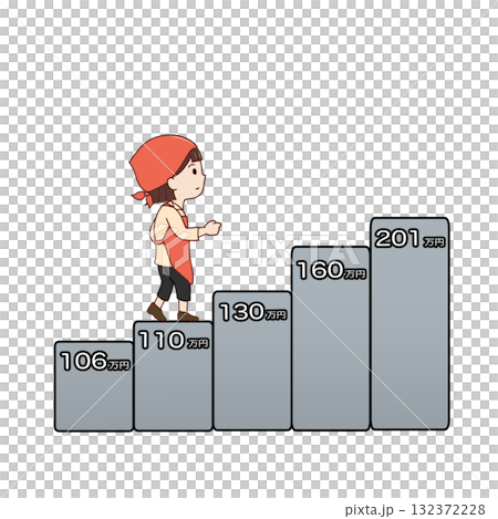 年収の壁を登るパート主婦_壁文字入 132372228