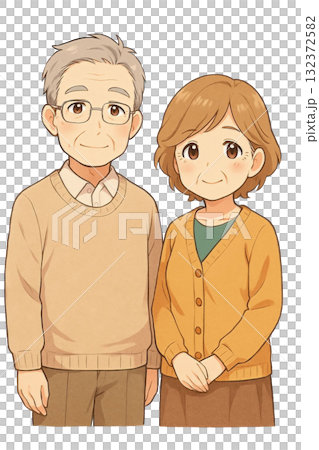 笑顔で立つシニア夫婦 132372582