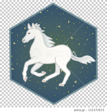 六角背景つき馬のイラスト 132372615