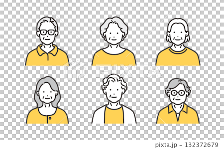 高級女性頭像圖示集插圖素材 132372679