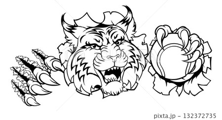 Wildcat Bobcat Tennis Ball Animal Team Mascot 132372735