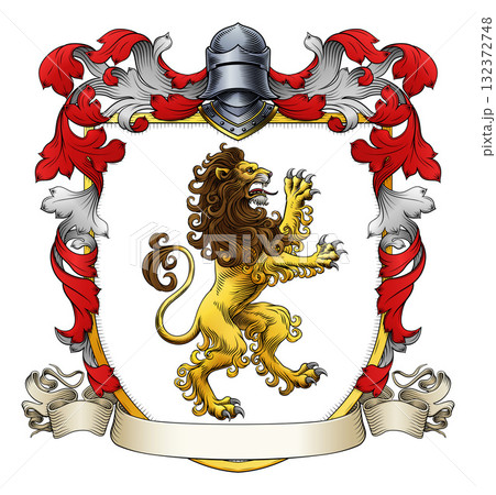 Coat of Arms Crest Lion Heraldry Knight Shield Coat of Arms Crest Lion Heraldry Knight Shield 132372748