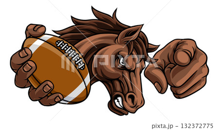 Horse Mustang Stallion Football Sports Team Mascot 132372775