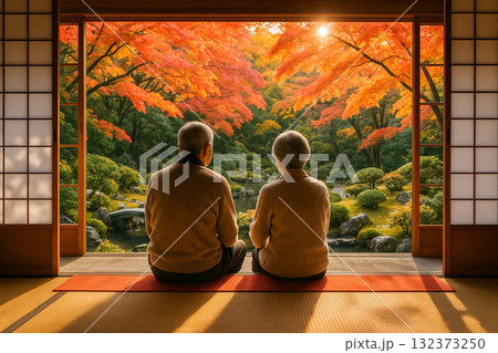 和室から眺める、季節の庭園 和室から眺める、季節の庭園 132373250