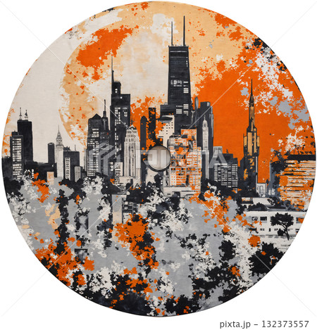 Round paintings for CDDVD disc design - Metropolis Round paintings for CDDVD disc design - Metropolis 132373557