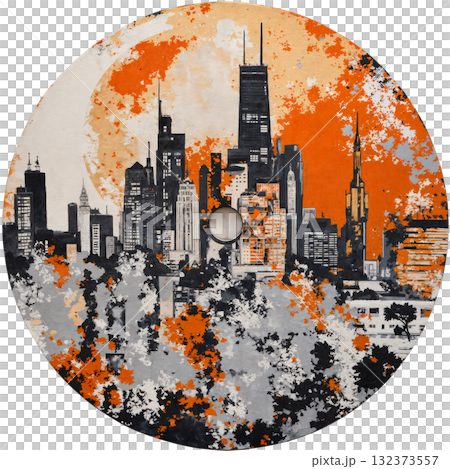 Round paintings for CDDVD disc design - Metropolis Round paintings for CDDVD disc design - Metropolis 132373557
