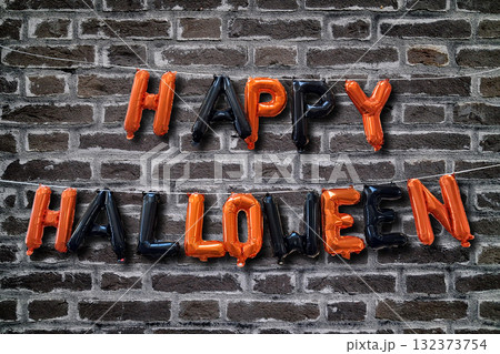 Happy Halloween made up of balloons Happy Halloween made up of balloons 132373754