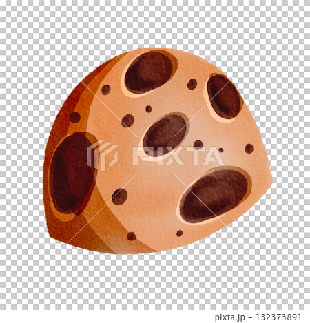 Gingerbread with chocolate. Delicious cookies with hand-drawn filling. Watercolor illustration of the dessert. Winter holiday atmosphere. 132373891