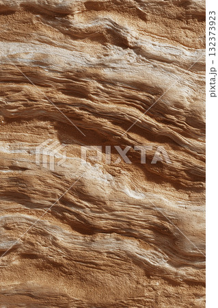 風化した砂岩の立体テクスチャ｜自然が刻む質感と陰影の美しい背景素材 132373923