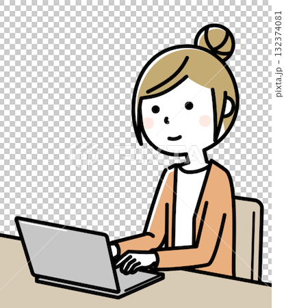 Young woman, mom, laptop Young woman, mom, laptop 132374081