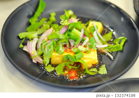 egg salad or Japanese omelete, Japanese omelette or tamagoyaki salad or spicy salad 132374186