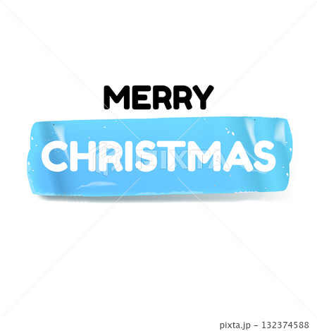 Merry Christmas blue sticker vector design, creative holiday typography, modern festive graphic art for cards, invitations, social media banners, and seasonal decorations. Merry Christmas text 132374588