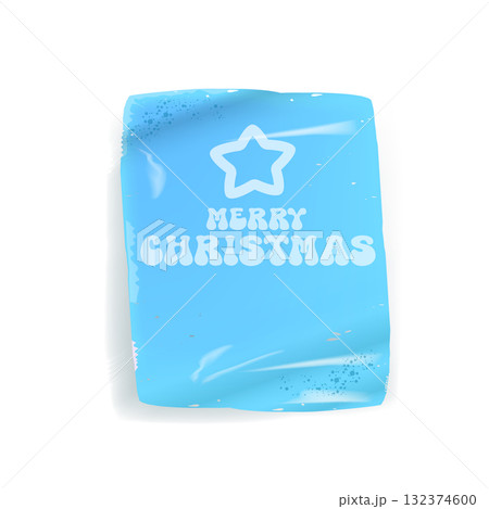 Merry Christmas blue sticker vector design, creative holiday typography, modern festive graphic art for cards, invitations, social media banners, and seasonal decorations. Merry Christmas text 132374600