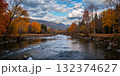秋の紅葉の風景　AI生成画像 132374627