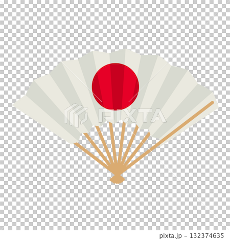 日本和風な日の丸扇子のベクターイラスト 日本和風な日の丸扇子のベクターイラスト 132374635