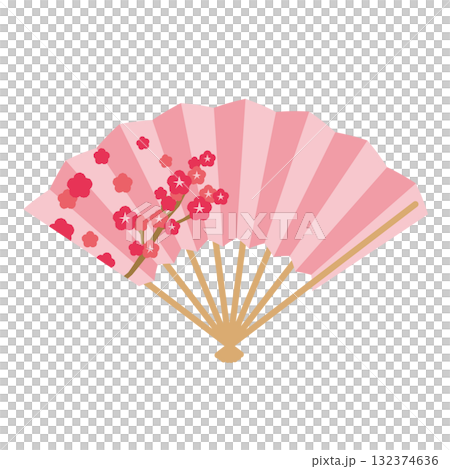 Pink Japanese fan illustration Pink Japanese fan illustration 132374636
