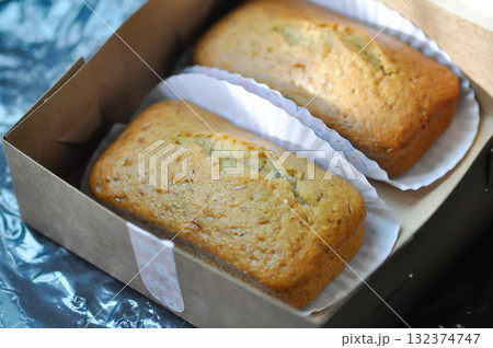 banana cake or banana bread or almond bread , loaf of bread banana cake or banana bread or almond bread , loaf of bread 132374747