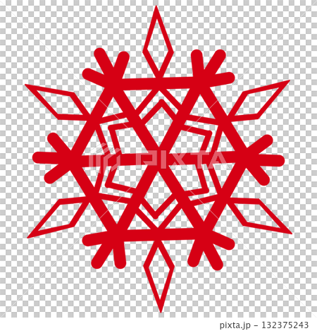 赤色の綺麗な雪の結晶 132375243