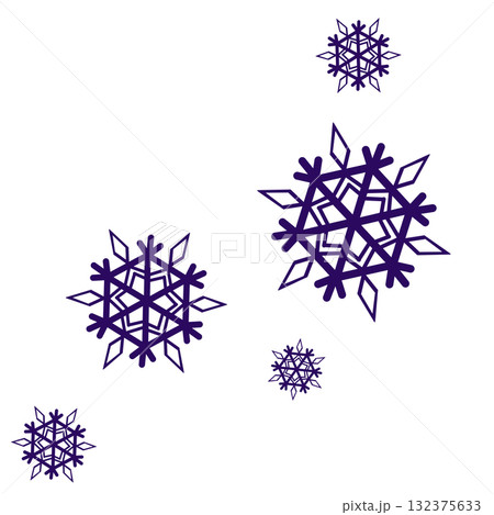 紫色のシンプルなたくさんの雪の結晶のイラスト 132375633