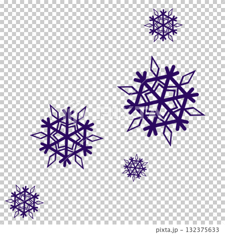 紫色のシンプルなたくさんの雪の結晶のイラスト 132375633