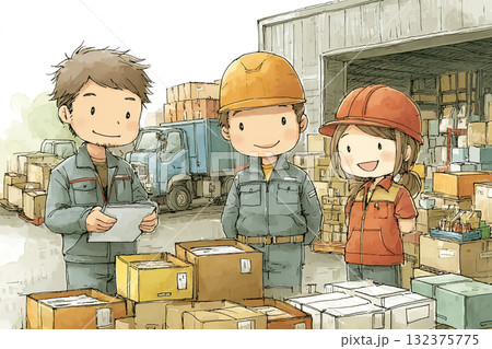 市場で出荷作業をする男性 132375775