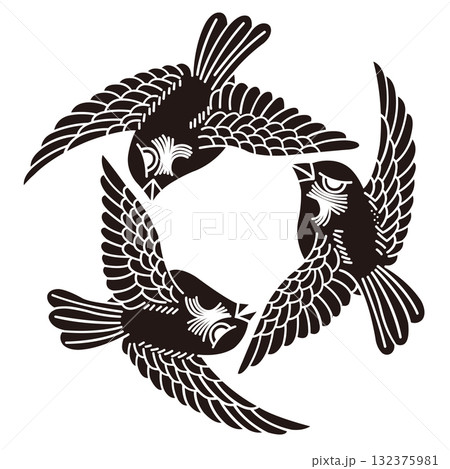 家紋　雀 132375981