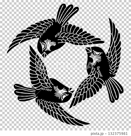 家紋　雀 132375981