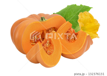 Fresh orange pumpkin isolated on white background with full depth of field Fresh orange pumpkin isolated on white background with full depth of field 132376131