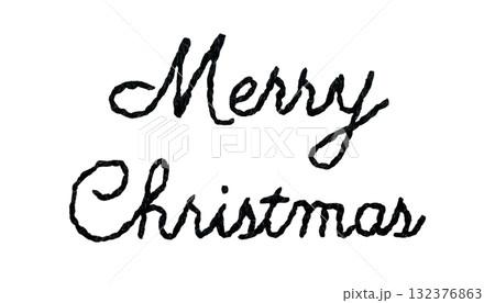 【刺繍で筆記体のメリークリスマス】手刺繍イラスト素材 【刺繍で筆記体のメリークリスマス】手刺繍イラスト素材 132376863