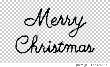 【刺繍で筆記体のメリークリスマス】手刺繍イラスト素材 【刺繍で筆記体のメリークリスマス】手刺繍イラスト素材 132376863