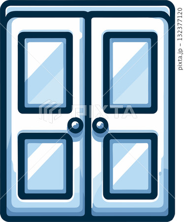 両開きの白い扉のイラスト 132377120