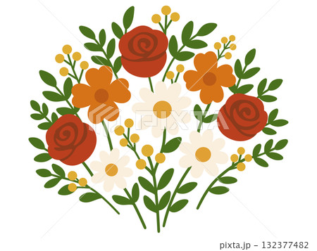 カラフルな花のイラスト 132377482