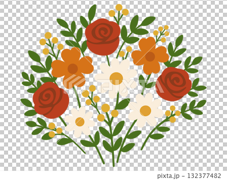 カラフルな花のイラスト 132377482