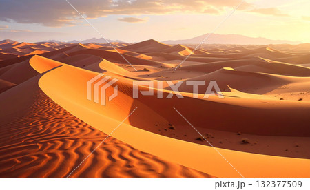 Rolling Sand Dunes at Sunrise in the Desert Rolling Sand Dunes at Sunrise in the Desert 132377509