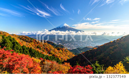 Mount Fuji View From Hill in Autumn 132377549