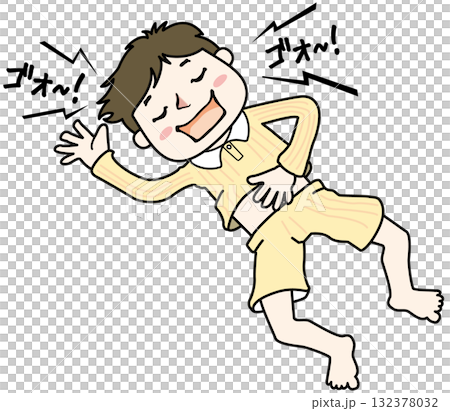 一個穿著睡衣的男人睡覺打呼嚕 一個穿著睡衣的男人睡覺打呼嚕 132378032