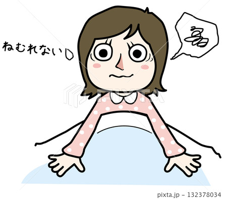 不眠症で眠れない女性 不眠症で眠れない女性 132378034