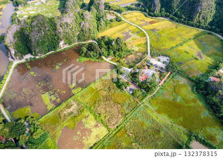 Ngo Dong River in Tam Coc from Above 132378315