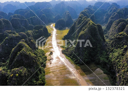 Ngo Dong River in Tam Coc from Above Ngo Dong River in Tam Coc from Above 132378321