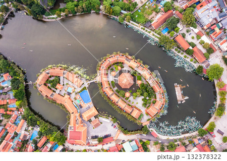 Ngo Dong River in Tam Coc from Above 132378322