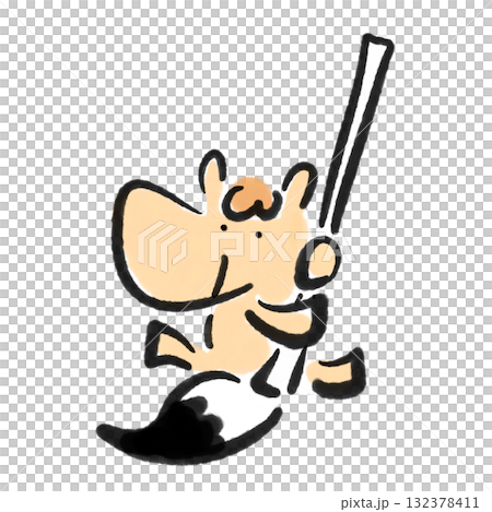 Horse holding a large brush, calligraphy, New Year's material, ink painting Horse holding a large brush, calligraphy, New Year's material, ink painting 132378411